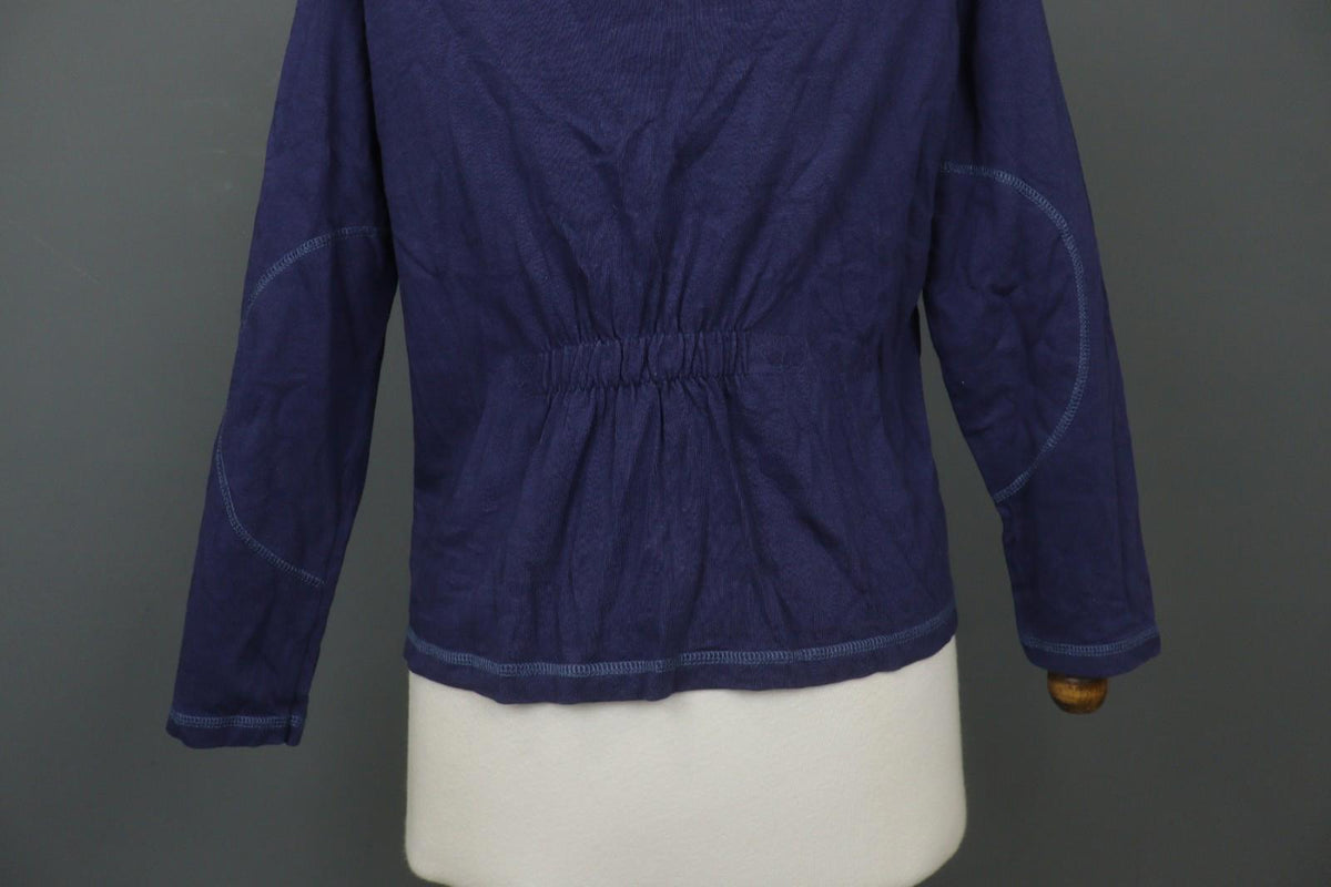 GUDRUN SJODEN Purple Organic Cotton Knit Crew Neck Button Front Cardigan – Size S