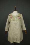 GUDRUN SJODEN Multi Embroidered Floral Cotton Button Front Shirt Dress – Size M