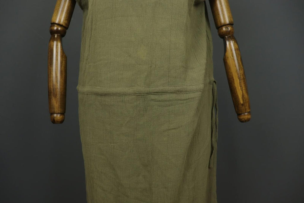 GUDRUN SJODEN Green 100% Cotton Round Neck Side Slit Sleeveless Long Dress Sz L