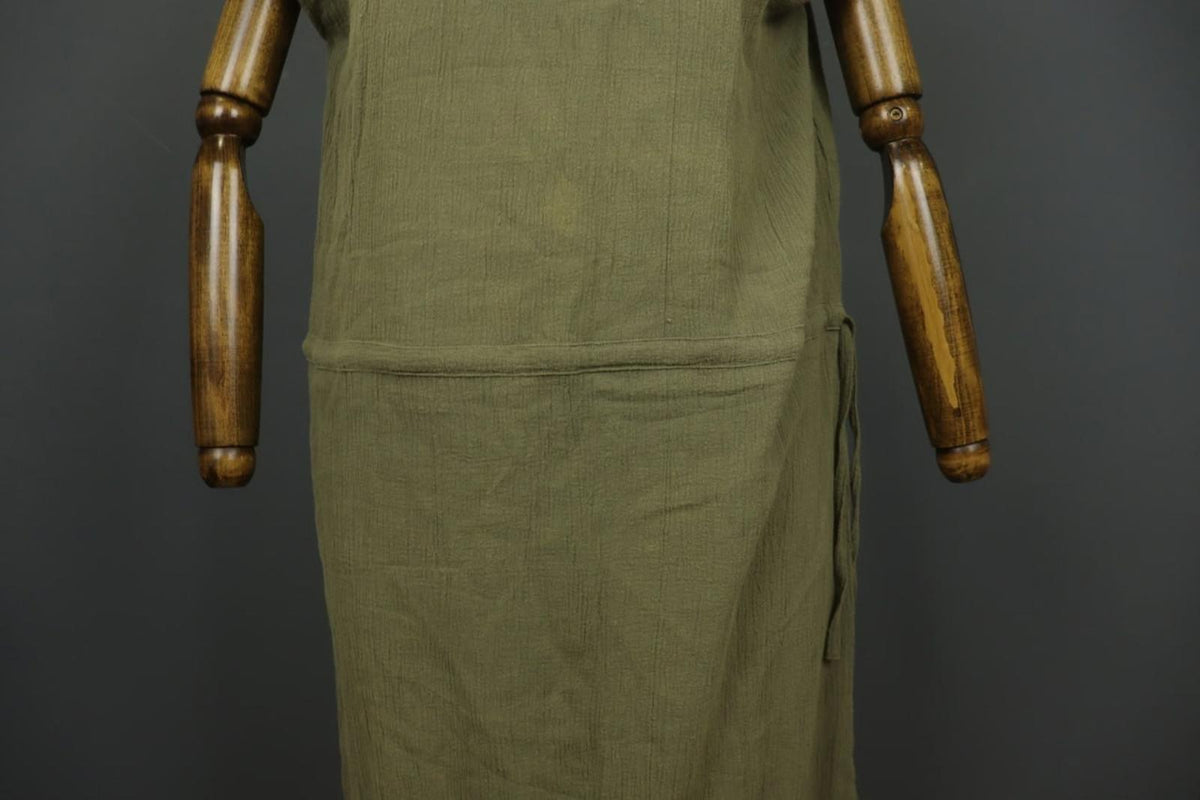 GUDRUN SJODEN Green 100% Cotton Round Neck Side Slit Sleeveless Long Dress Sz L