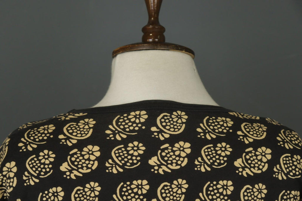 MARIMEKKO Black Ivory Floral Knit Long Sleeve Round Neck Sweater Dress – Size S
