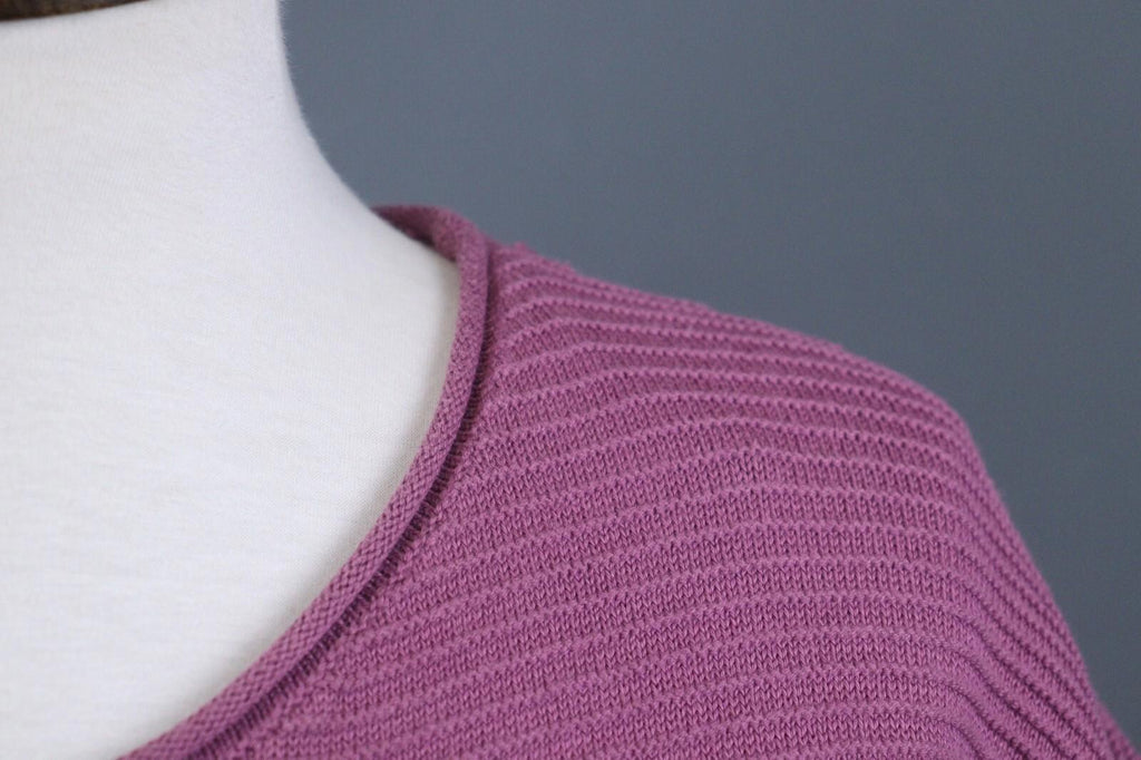 GUDRUN SJODEN Purple Striped Cap Sleeve Stretch Top Blouse – Size M – Used