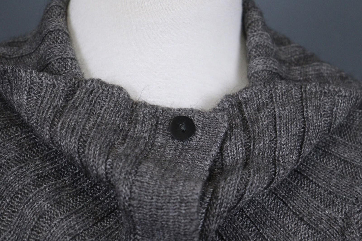 SARAH PACINI Gray Lagenlook Tight Knit Button Front Cardigan Sweater