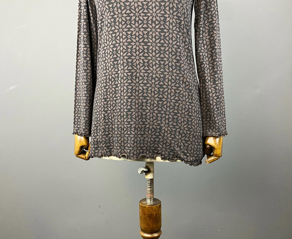 GUDRUN SJODEN Brown Printed Pullover Long Sleeve Top – Women's S