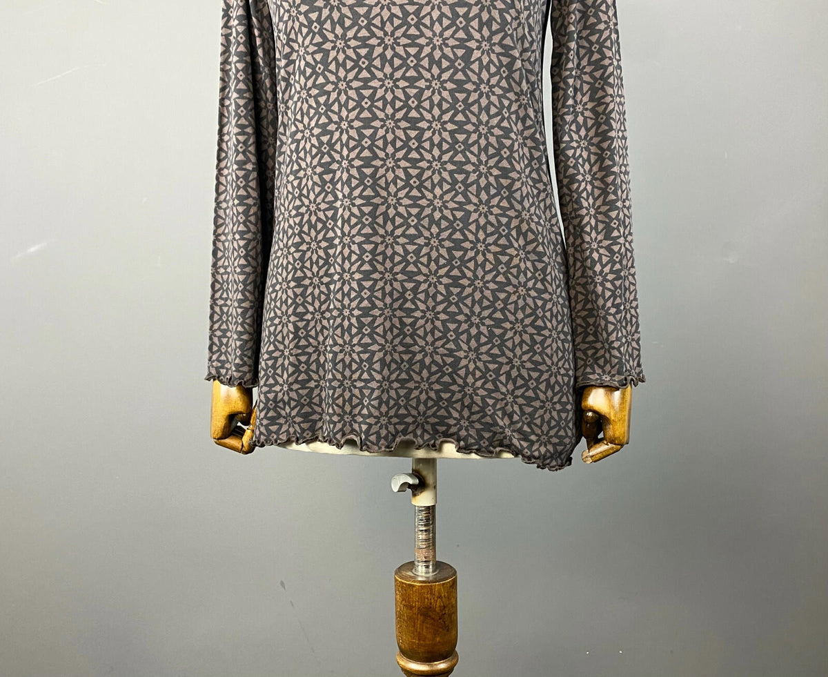 GUDRUN SJODEN Brown Printed Pullover Long Sleeve Top – Women's S