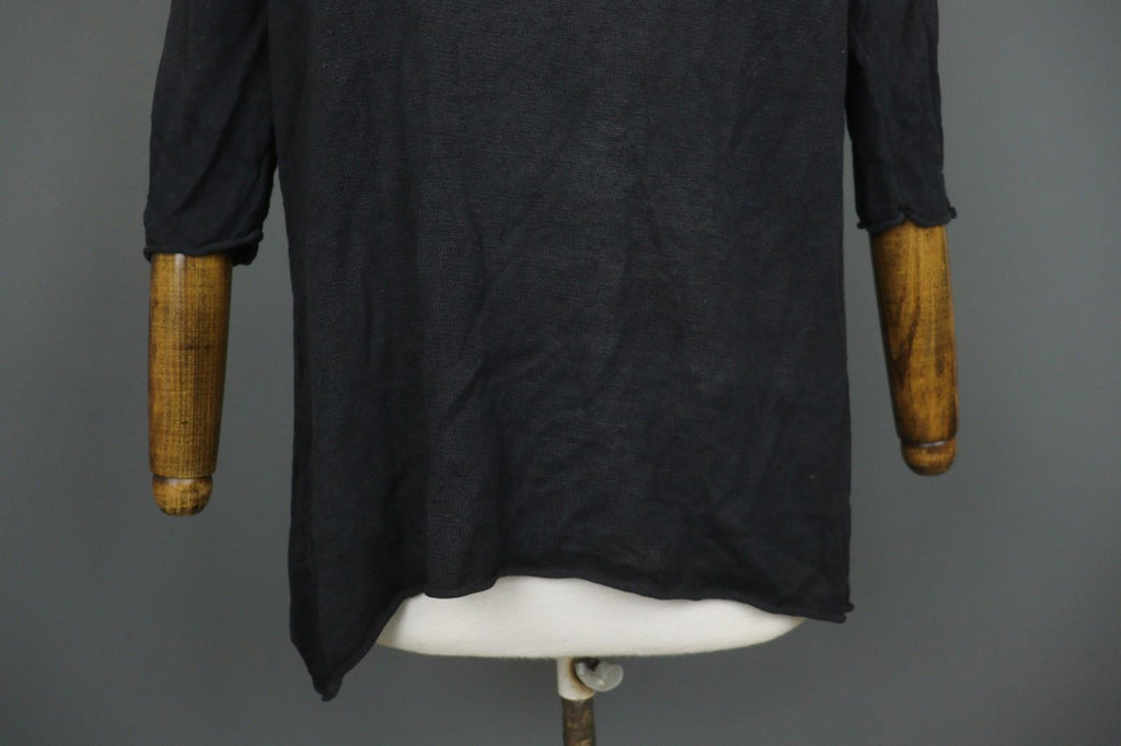 GUDRUN SJODEN Black Linen Knitted Long Sleeve Round Neck Pullover Sweater Sz XS