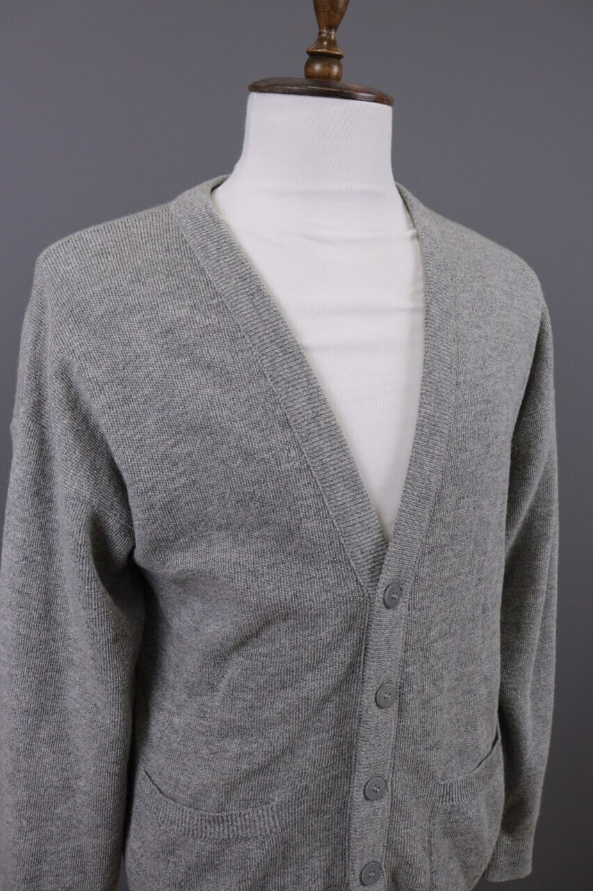 Lacoste Gray Wool Button Down V-Neck Cardigan Sweater – Size 4 / M