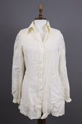 Anne Fontaine Embroidered Long Sleeve Button Top Blouse Tunic Shirt Sz 38