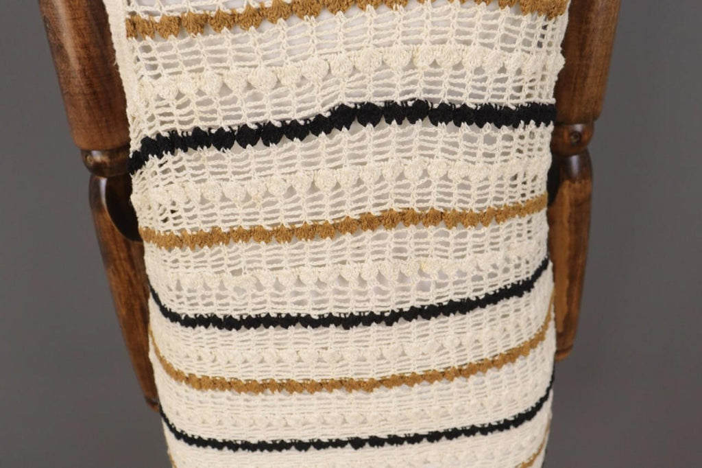 BNWT ISABEL MARANT ETOILE Beige Striped Crochet Knit Sleeveless Midi Dress Sz 36