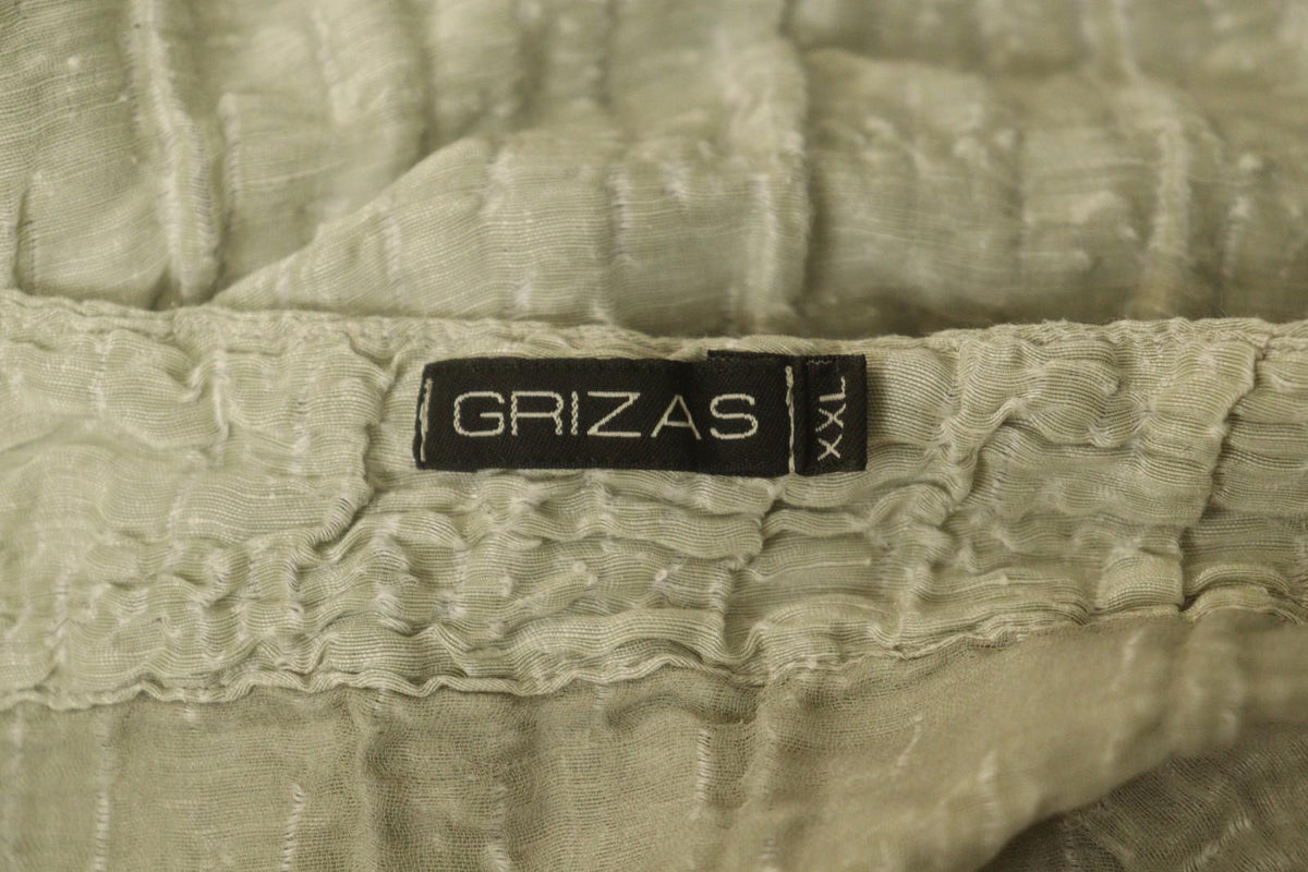 GRIZAS Silver Linen Blend Long Sleeve Crew Neck Summer Casual Maxi Dress Sz 2XL