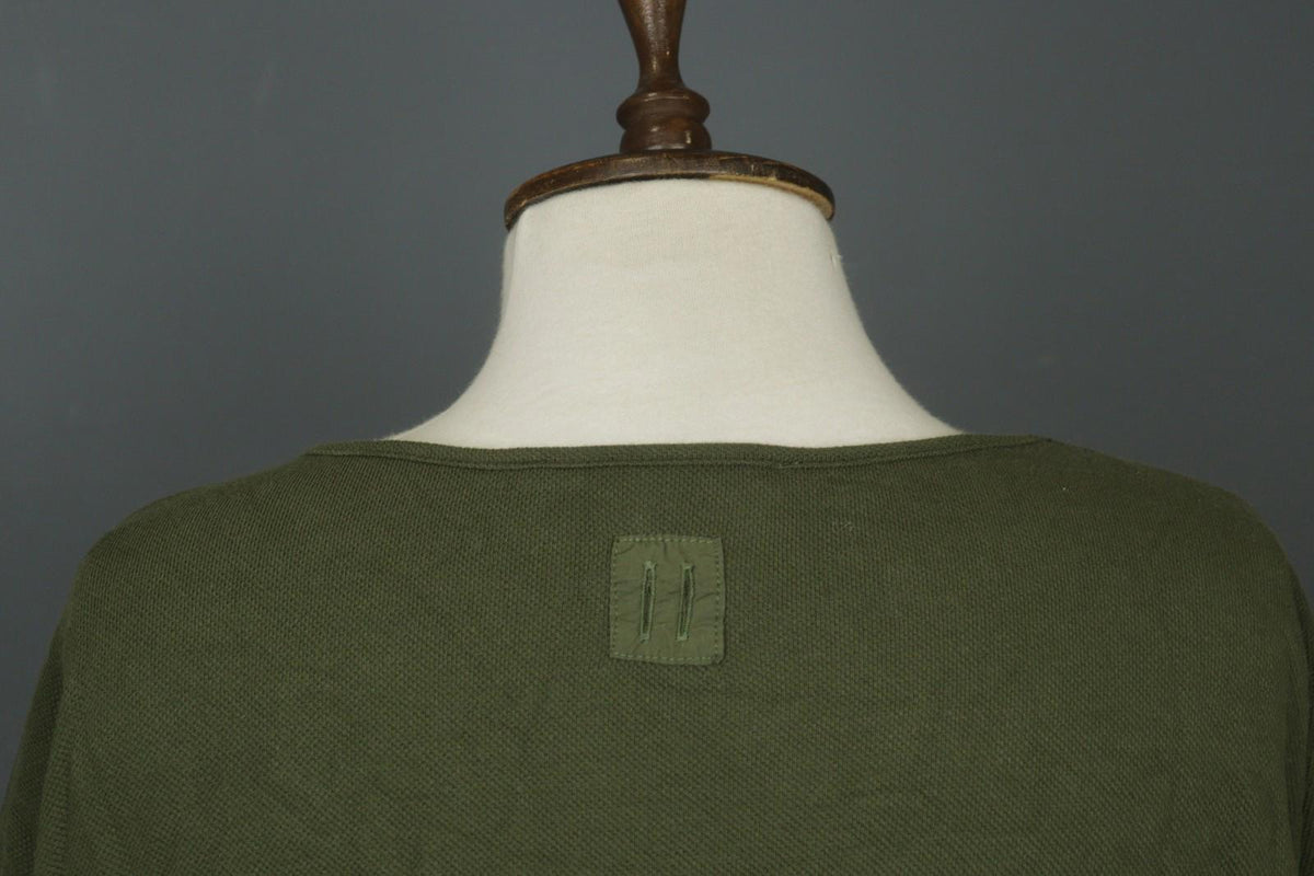 HANNES ROETHER Green Cotton Long Sleeve Round Neck Pullover Tunic Top M/L