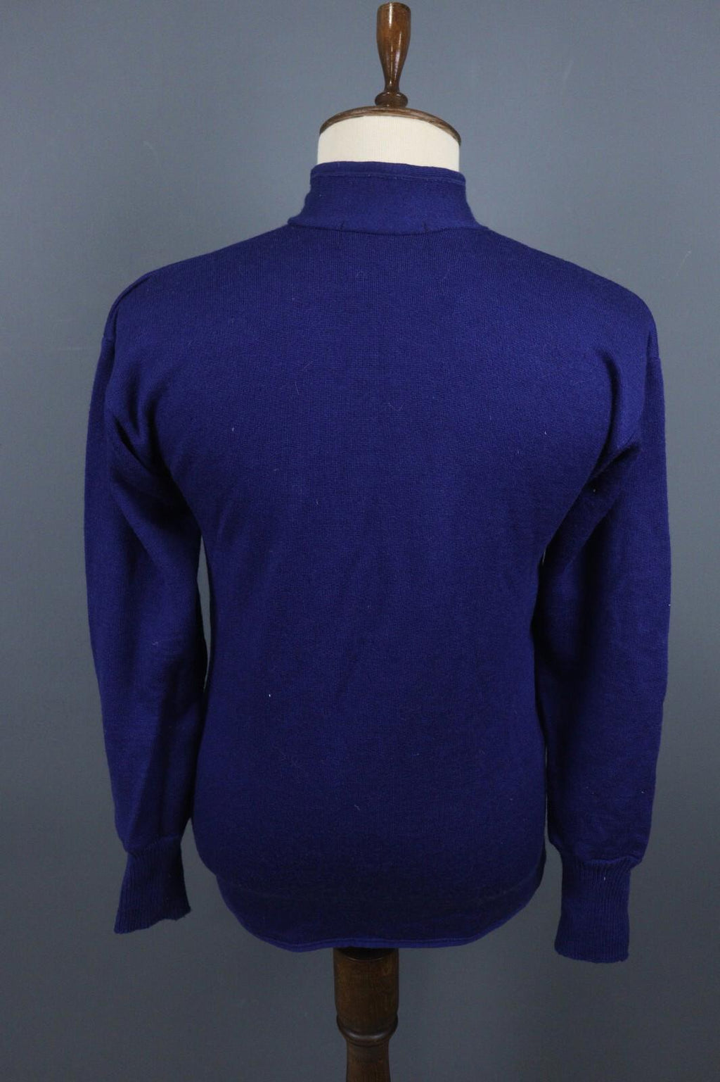 DEVOLD Blue Wool Long Sleeve High Neck Full Zip Sweater – Size S