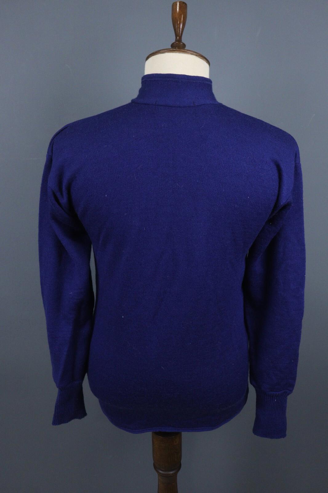 DEVOLD Blue Wool Long Sleeve High Neck Full Zip Sweater – Size S