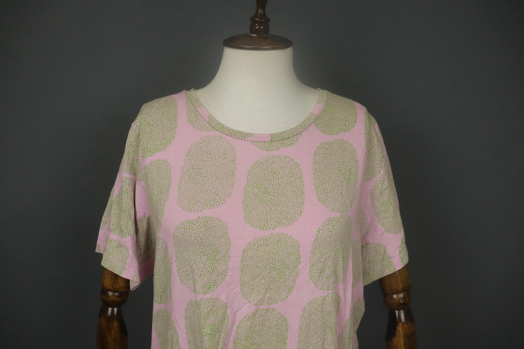 MARIMEKKO Pink Green Polka Dot Short Sleeve Round Neck Pullover Knit Top M/L