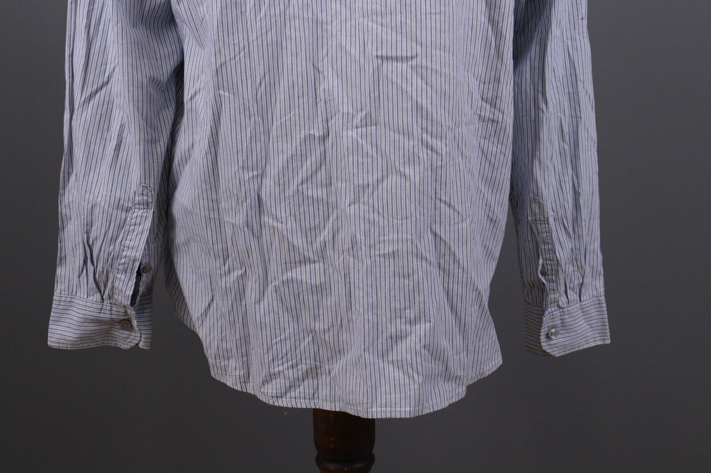 Desigual Regular Fit Blue Pinstripe Printed Long Sleeve Button Down Shirt Sz XXL