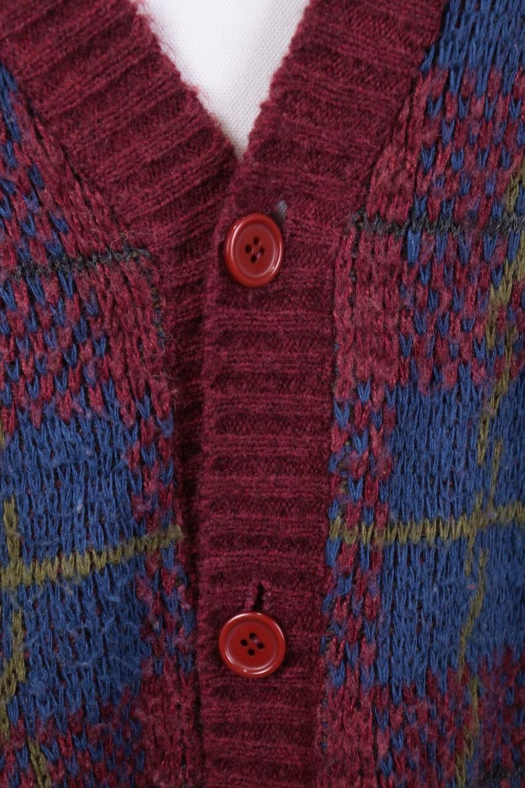 MISSONI UOMO Multicolor Check V-Neck Wool Knit Button Cardigan Sweater – Size 50