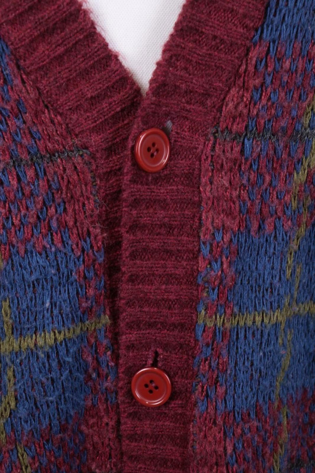 MISSONI UOMO Multicolor Check V-Neck Wool Knit Button Cardigan Sweater – Size 50