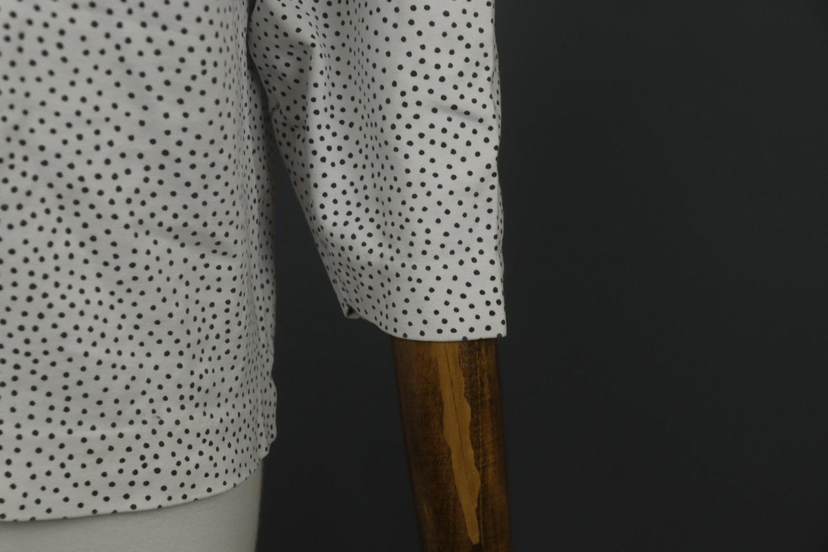 MARIMEKKO NATTU White Polka Dot Viscose Stretch Round Neck Pullover Blouse Top