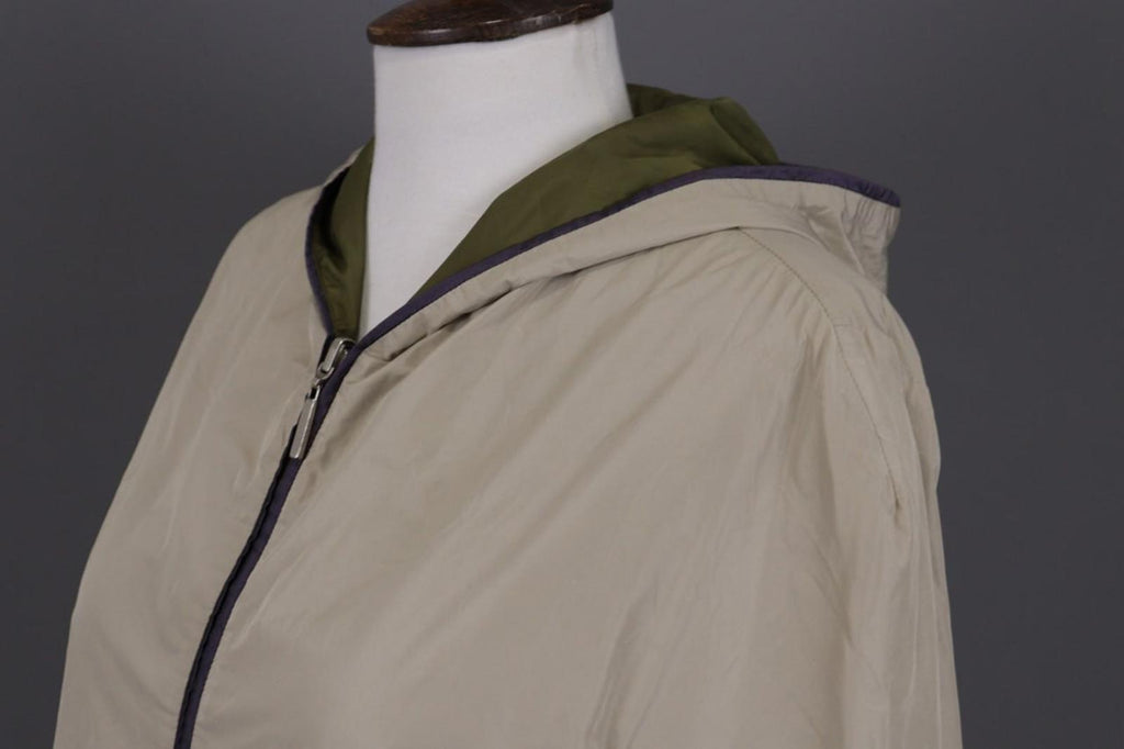 Max Mara Jacket Cream Green Reversible Zipped Pocket Hooded Full Zip – Size 10