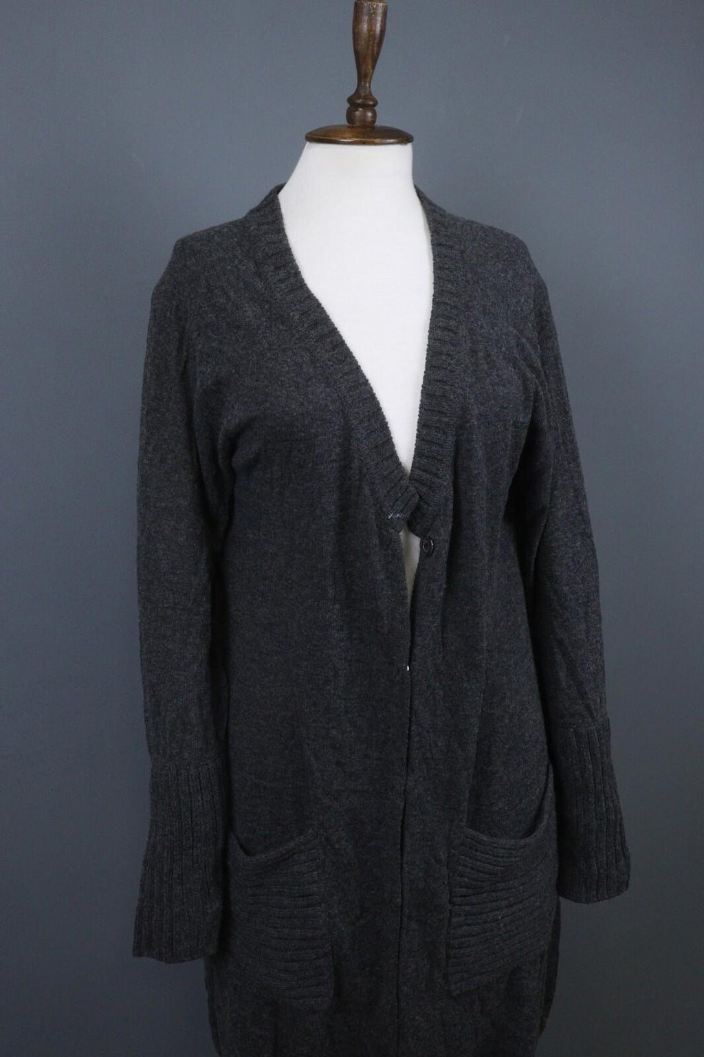 GUDRUN SJODEN Gray Long Sleeve Lagenlook Knit Cardigan Sweater – Size M