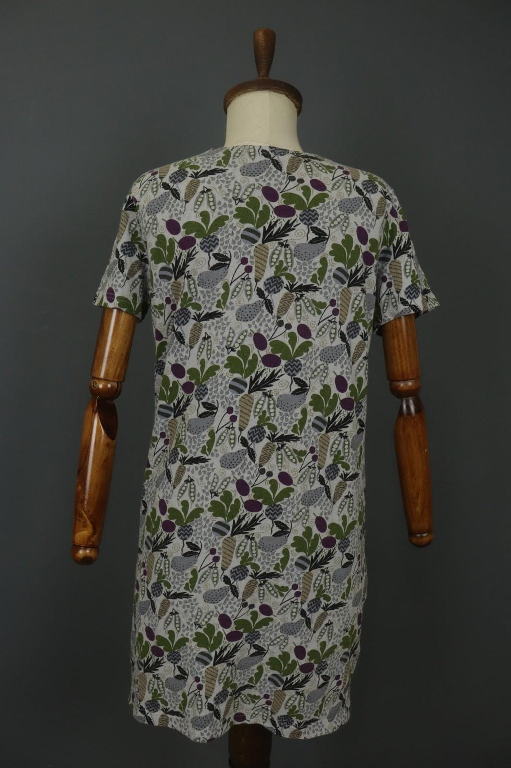 GUDRUN SJODEN Multi Floral Cotton Round Neck Short Sleeve Shift Dress – Size M