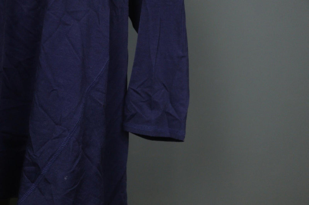GUDRUN SJODEN Navy Cotton Long Sleeve Asymmetrical Hem Shift Dress – Size 2XL