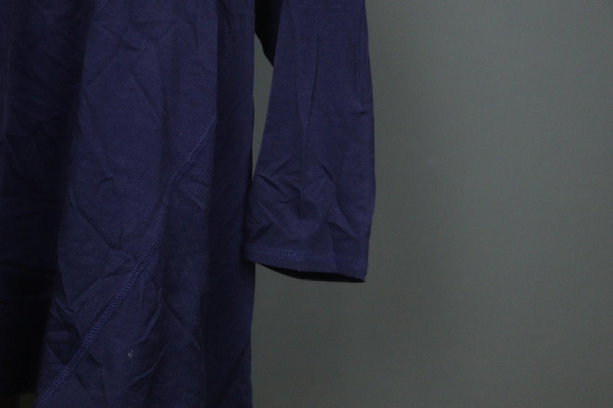 GUDRUN SJODEN Navy Cotton Long Sleeve Asymmetrical Hem Shift Dress – Size 2XL