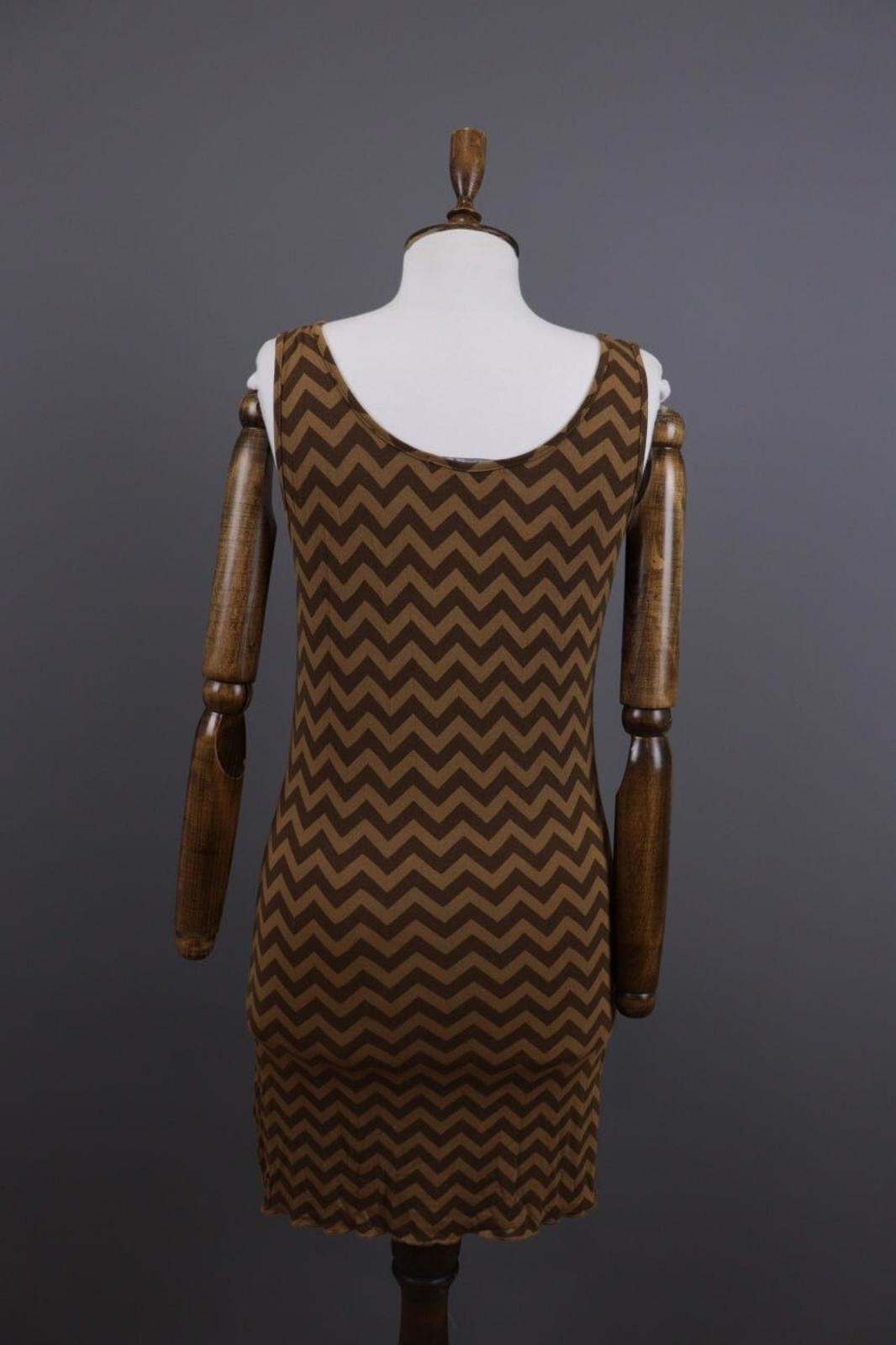 GUDRUN SJODEN Brown Geometric Relaxed Sleeveless Shift Midi Dress – Size M