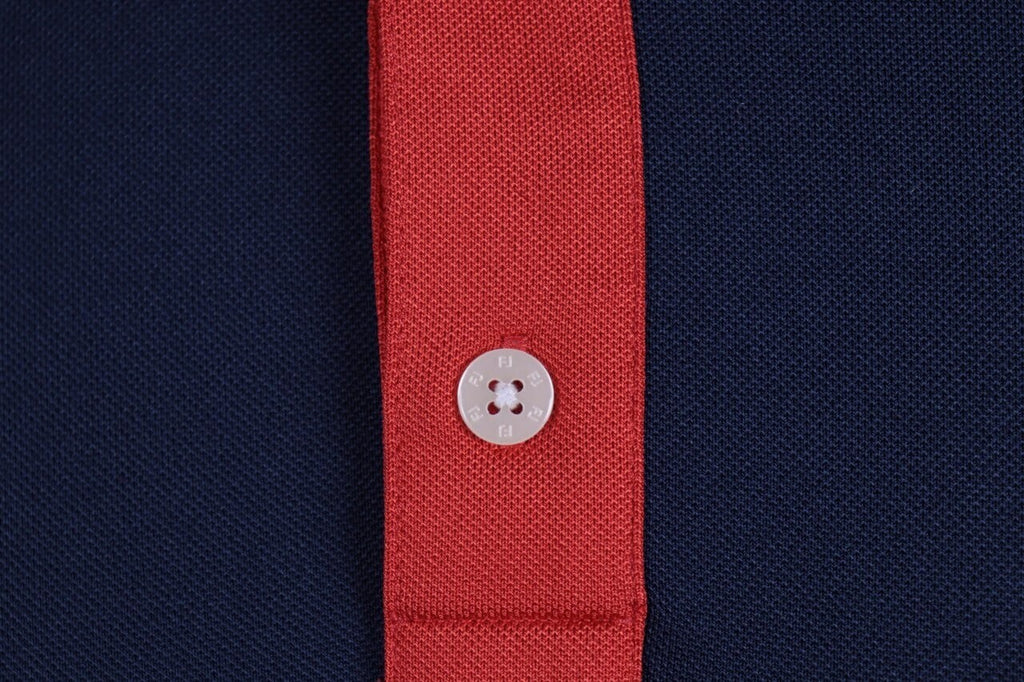 FJ FootJoy Athletic Fit Red Blue Tennis Short Sleeve Polo Shirt – Size L