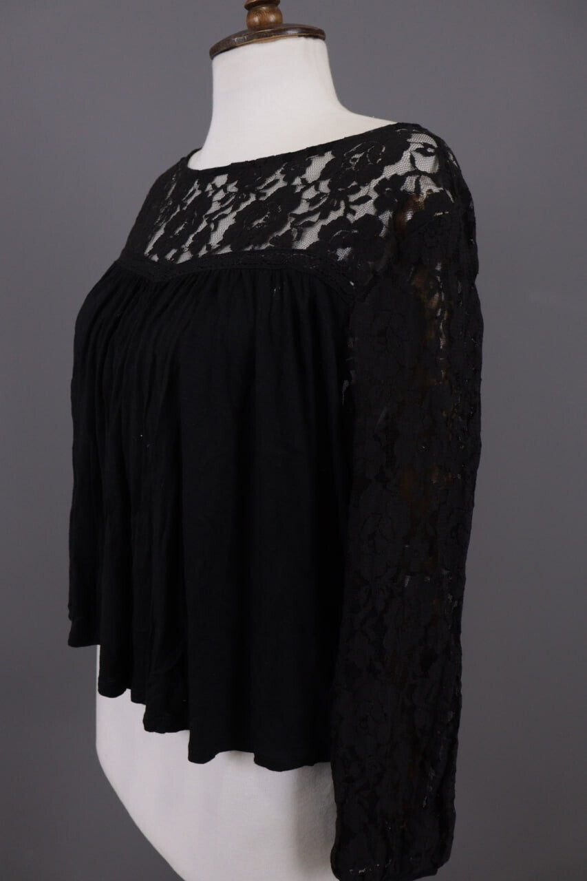 Denim & Supply Ralph Lauren Black Mesh Floral Blouse Top – Size XL