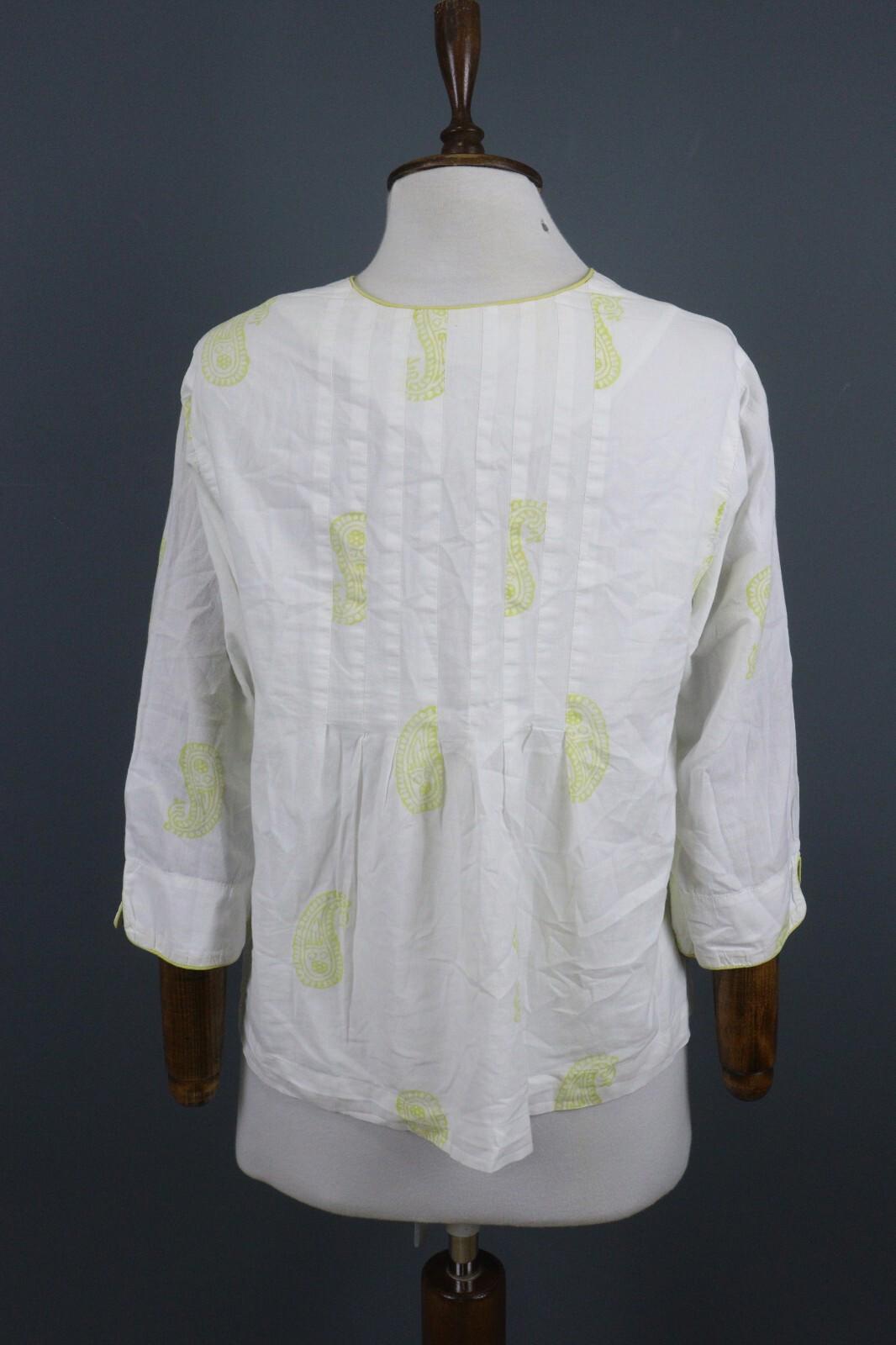 TOAST White Yellow Casual Comfortable 3/4 Sleeve Pleated Top Blouse – Size 12