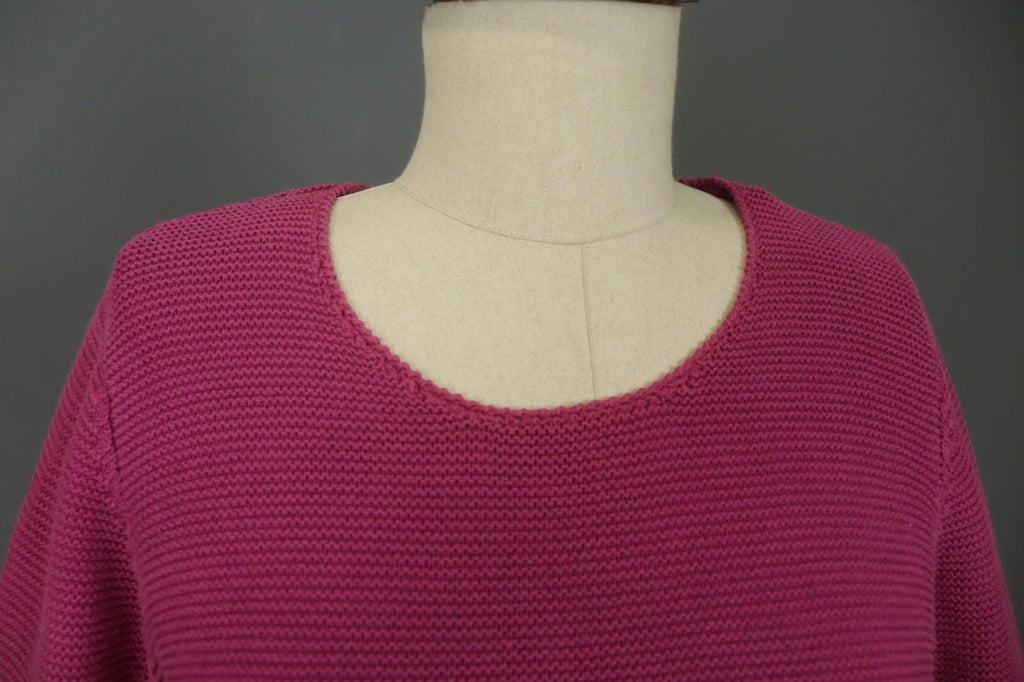 GUDRUN SJODEN Pink Cotton Knitted Round Neck Long Sleeve Cardigan Sweater – Size M