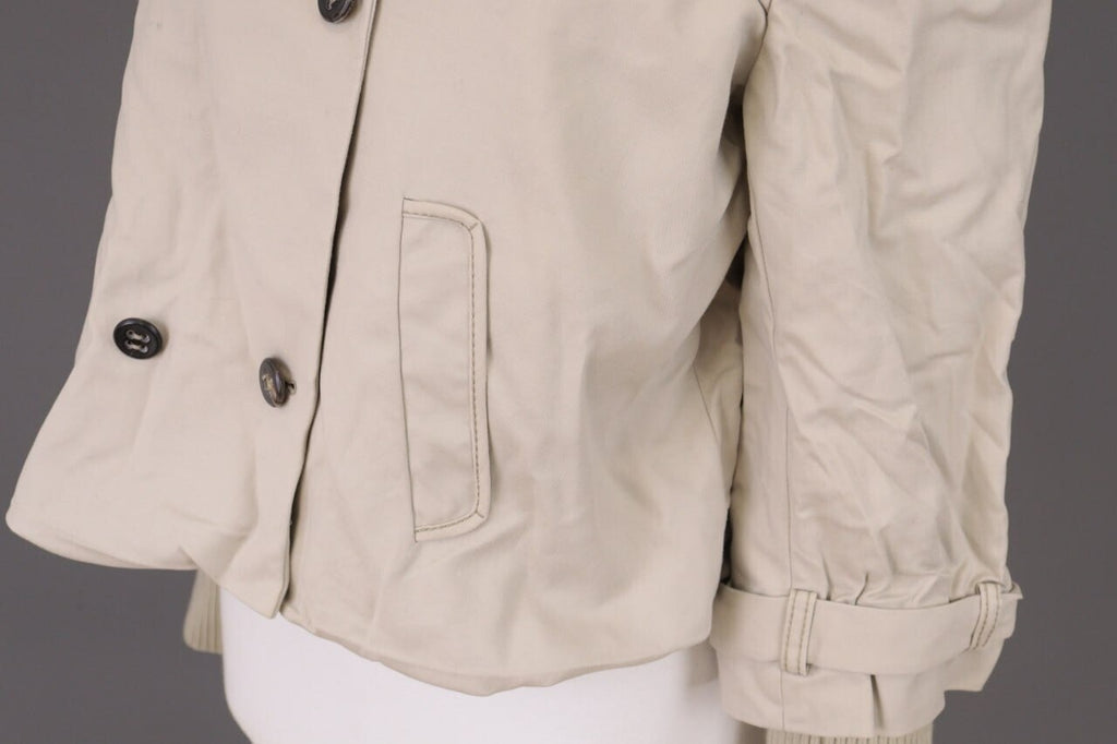 Laurel Beige Double Breasted Designer Wool Cropped Coat Jacket – Size 44