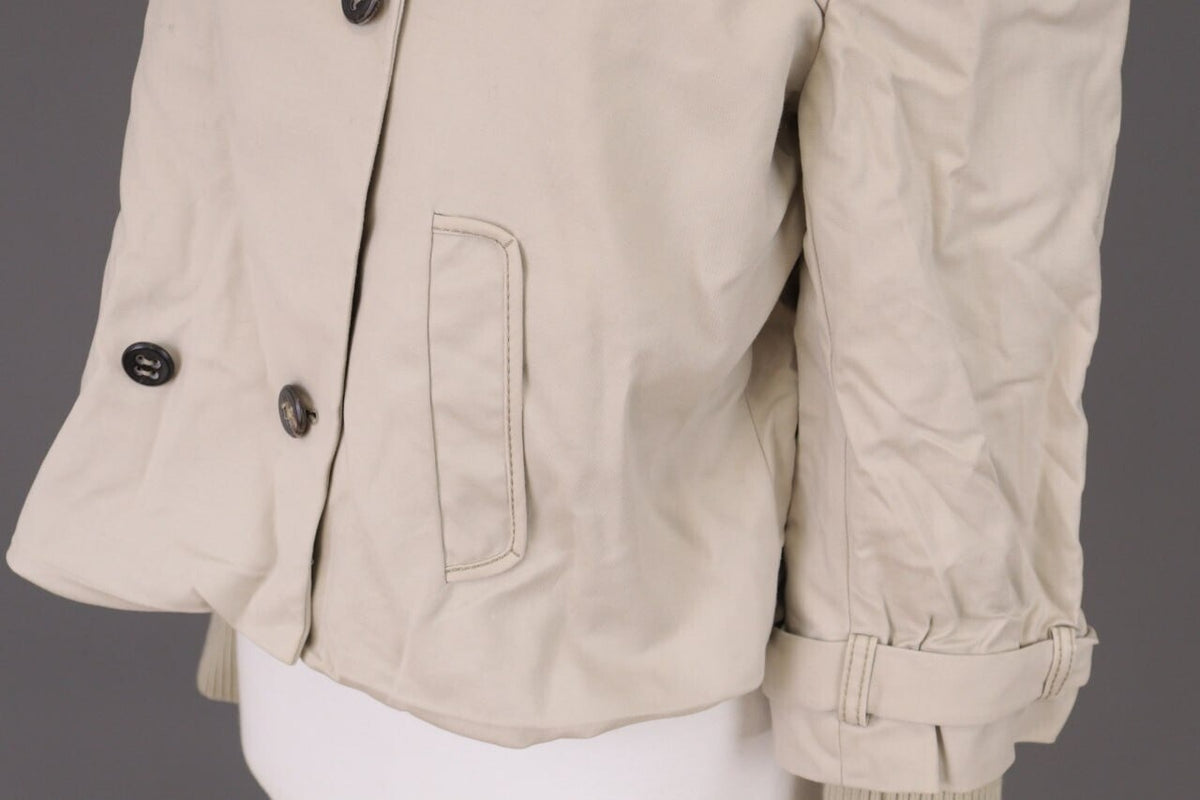 Laurel Beige Double Breasted Designer Wool Cropped Coat Jacket – Size 44