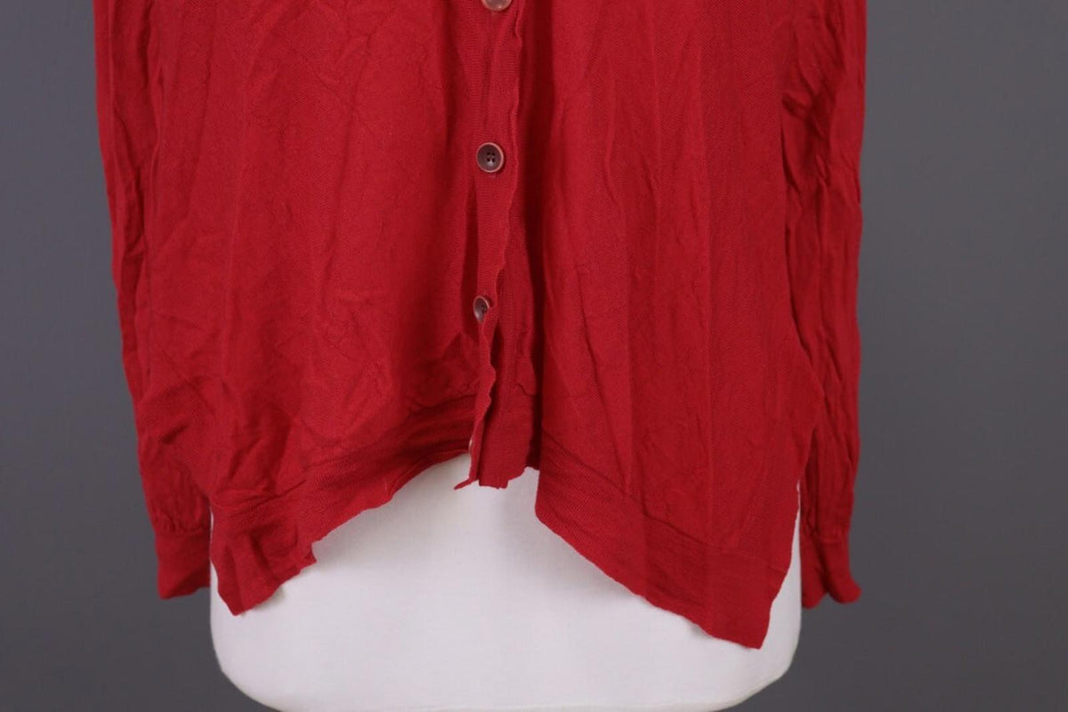 OSKA Red Knit Drape Long Sleeve Button Cardigan Sweater – Size 3