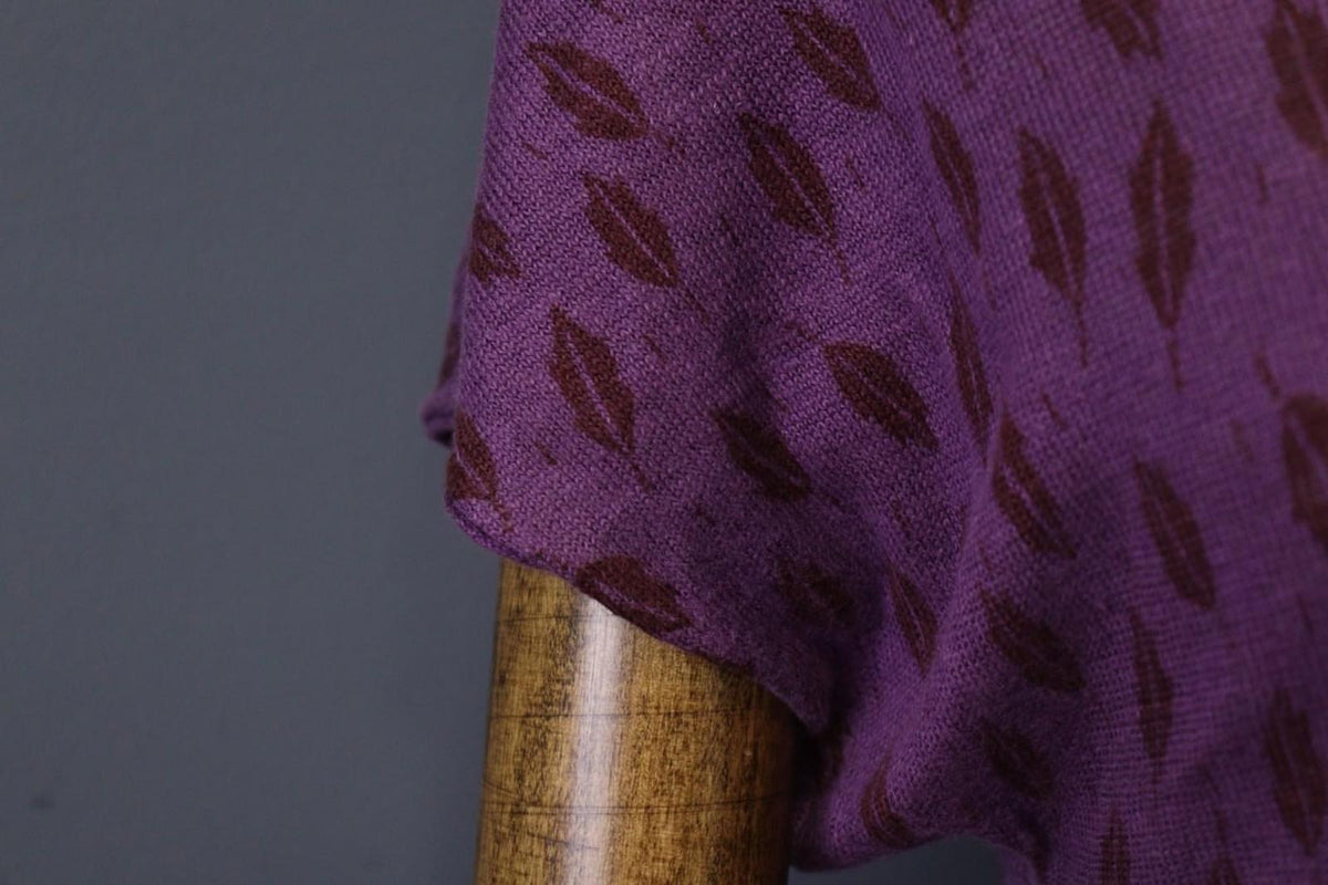 GUDRUN SJODEN Purple 100%Linen Round Neck Short Sleeve Sweater Dress – Size S