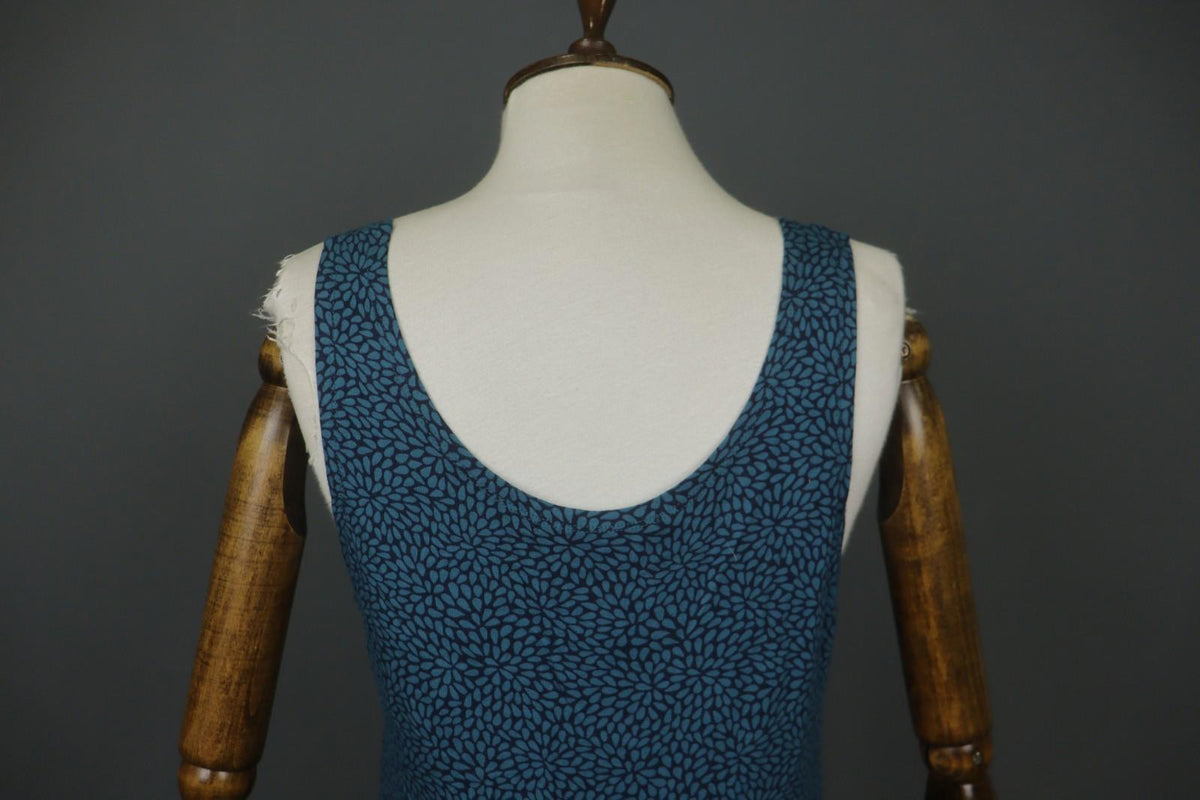 GUDRUN SJODEN Blue Modal Floral Stretch Sleeveless Scoop Neck Tank Dress – Size L