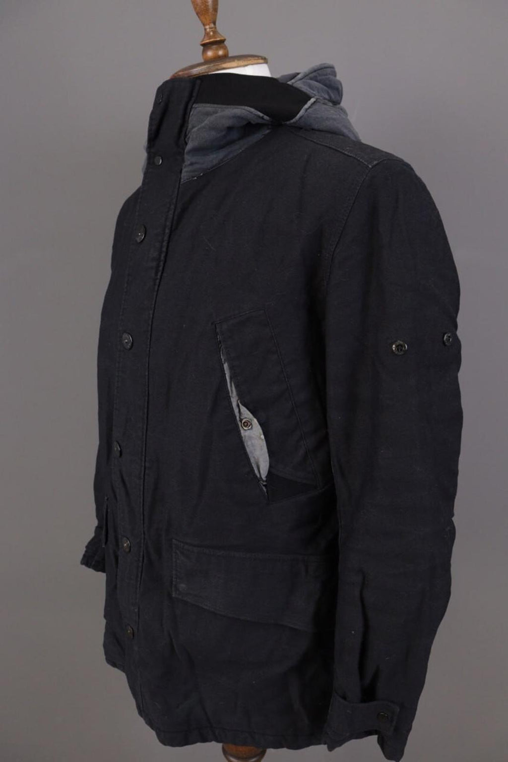 STONE ISLAND Blue Wool Multipockets Cago Hooded Full Zip Jacket – Size L