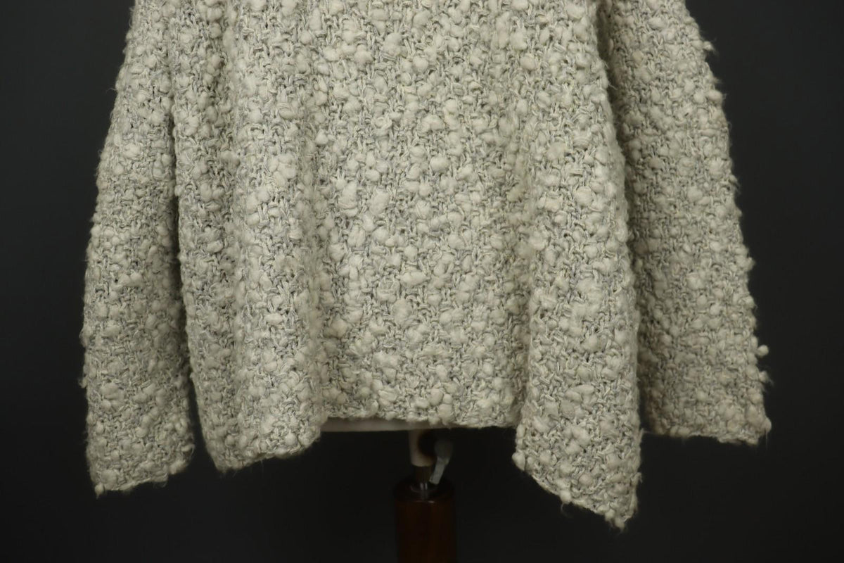 BARBARA SPEER Ivory Textured Knit Long Sleeve Round Neck Pullover Sweater M/L