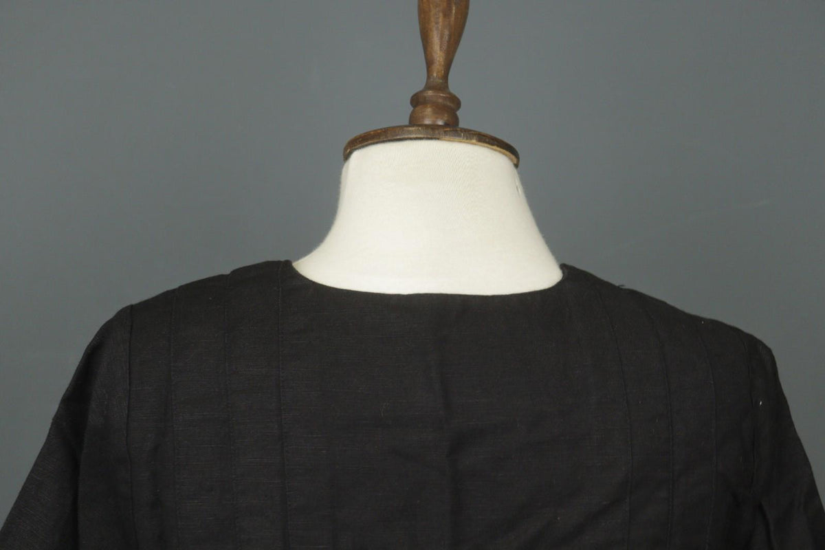 GUDRUN SJÖDEN Black Linen Pockets 3/4 Sleeve Button Front Blouse Top – Size S