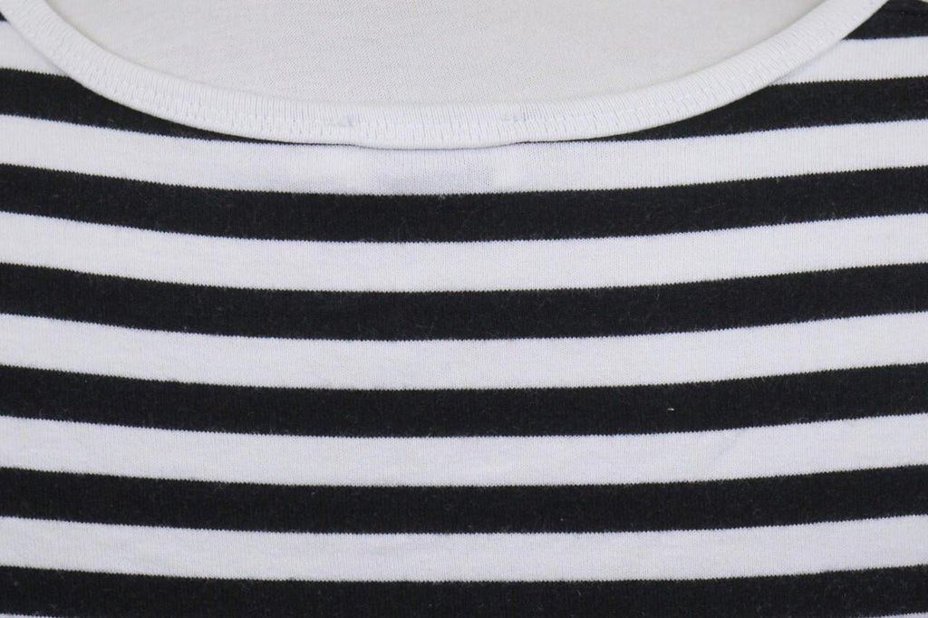 MARIMEKKO White Black Striped Round Neck Long Sleeve Stretch Blouse Top – Size S