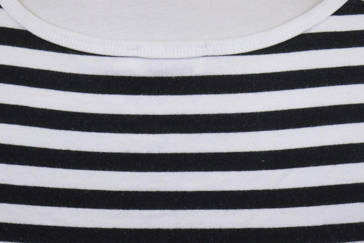 MARIMEKKO White Black Striped Round Neck Long Sleeve Stretch Blouse Top – Size S
