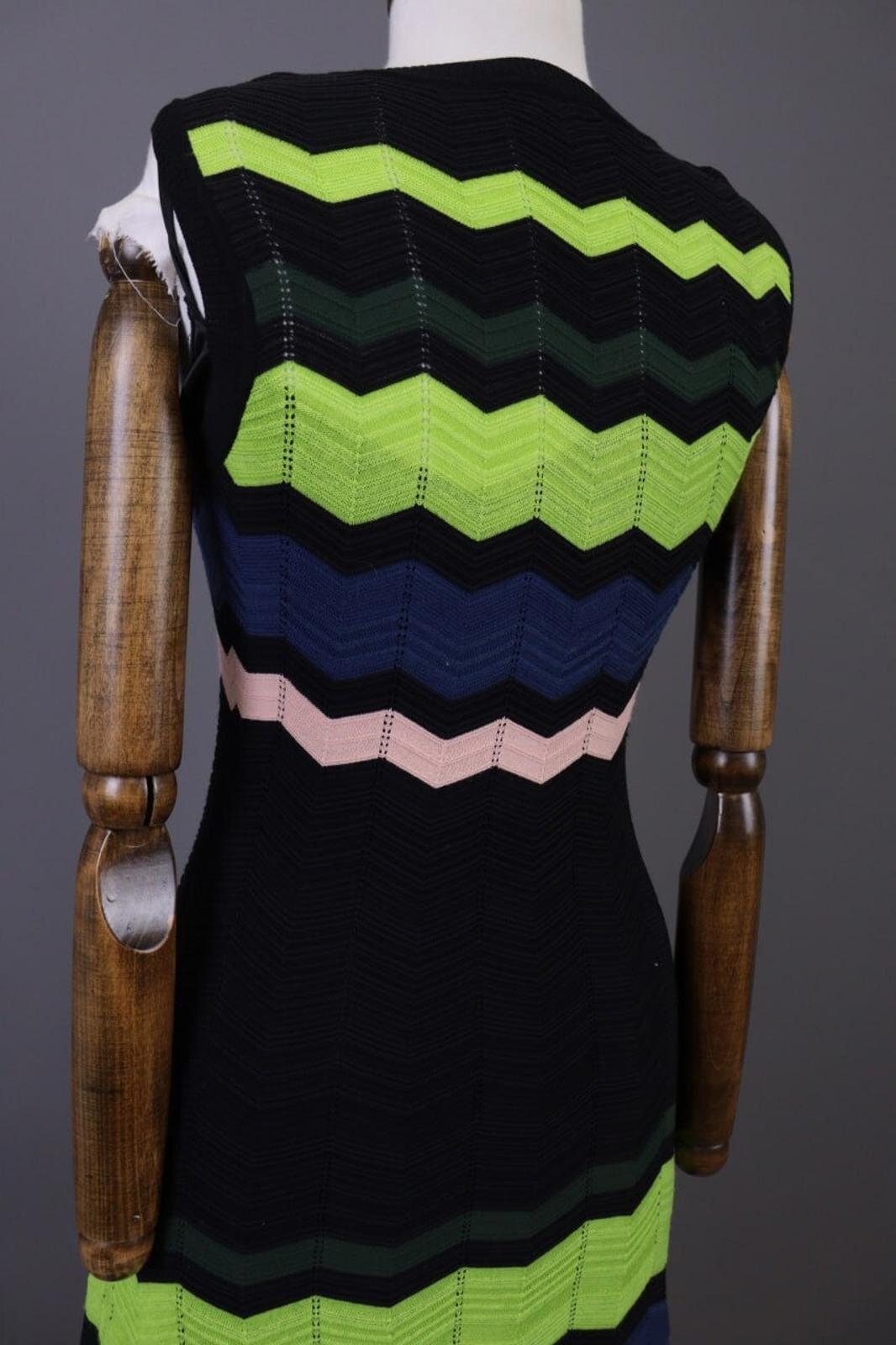 MISSONI Multicolor Striped Sleeveless Knit Bodycon Dress – Size 38