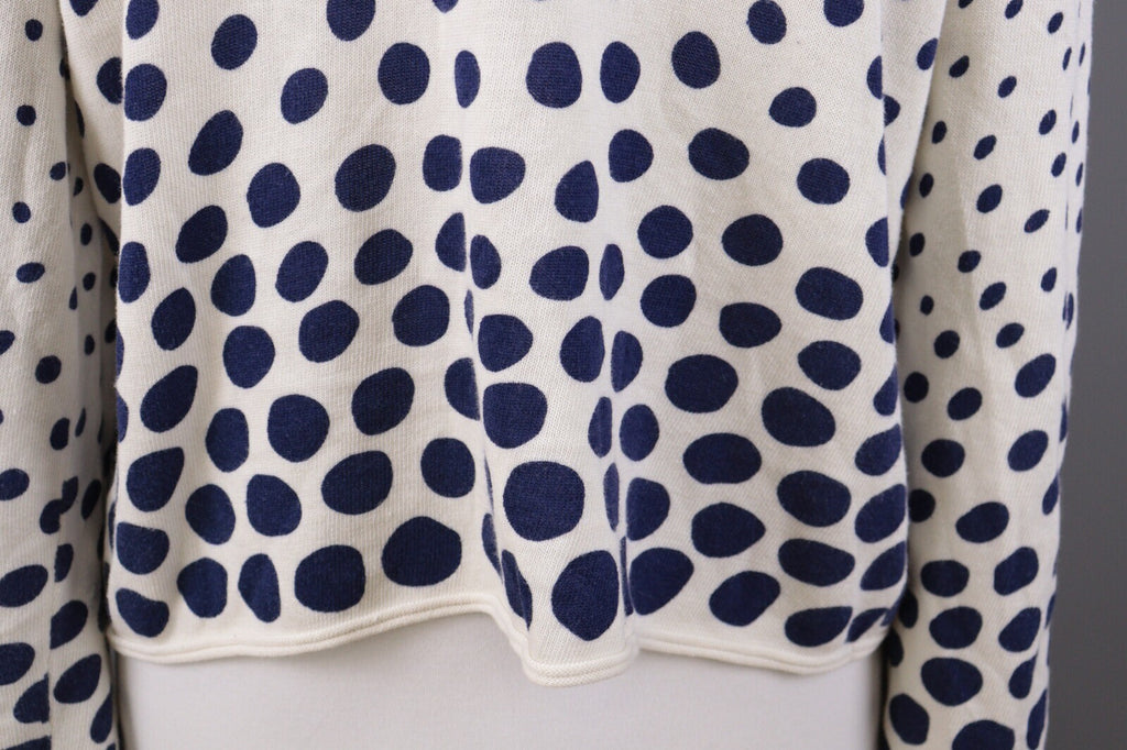 Gudrun Sjoden White Polka Dot Long Sleeve Knit Cardigan Sweater – Size L