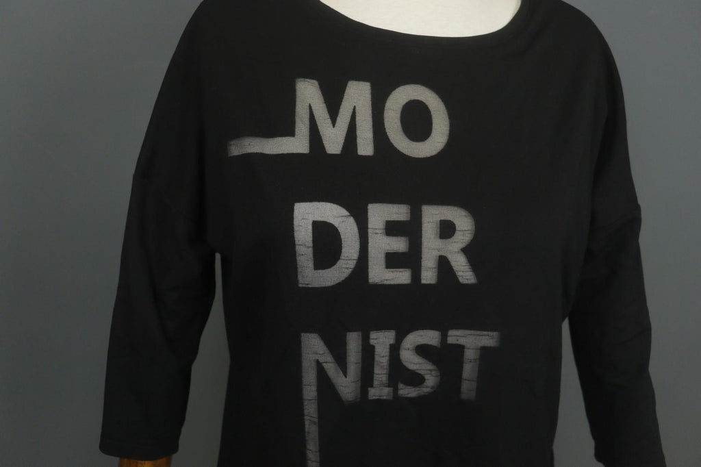 COP COPINE Black 3/4 Sleeve Crew Neck Regular Fit Pullover Modernist T-Shirt S/M