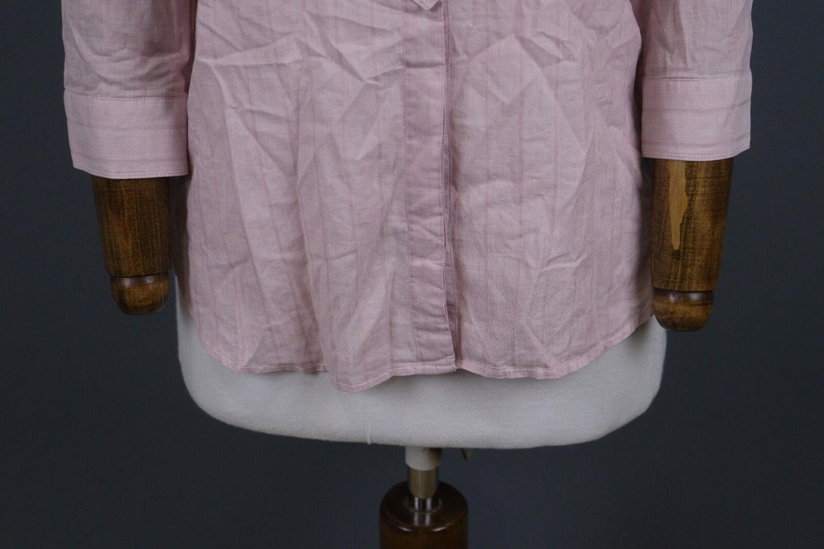 BURBERRY BRIT Pink Lightweight 3/4 Sleeve Stretch Button Down Shirt – Size XS