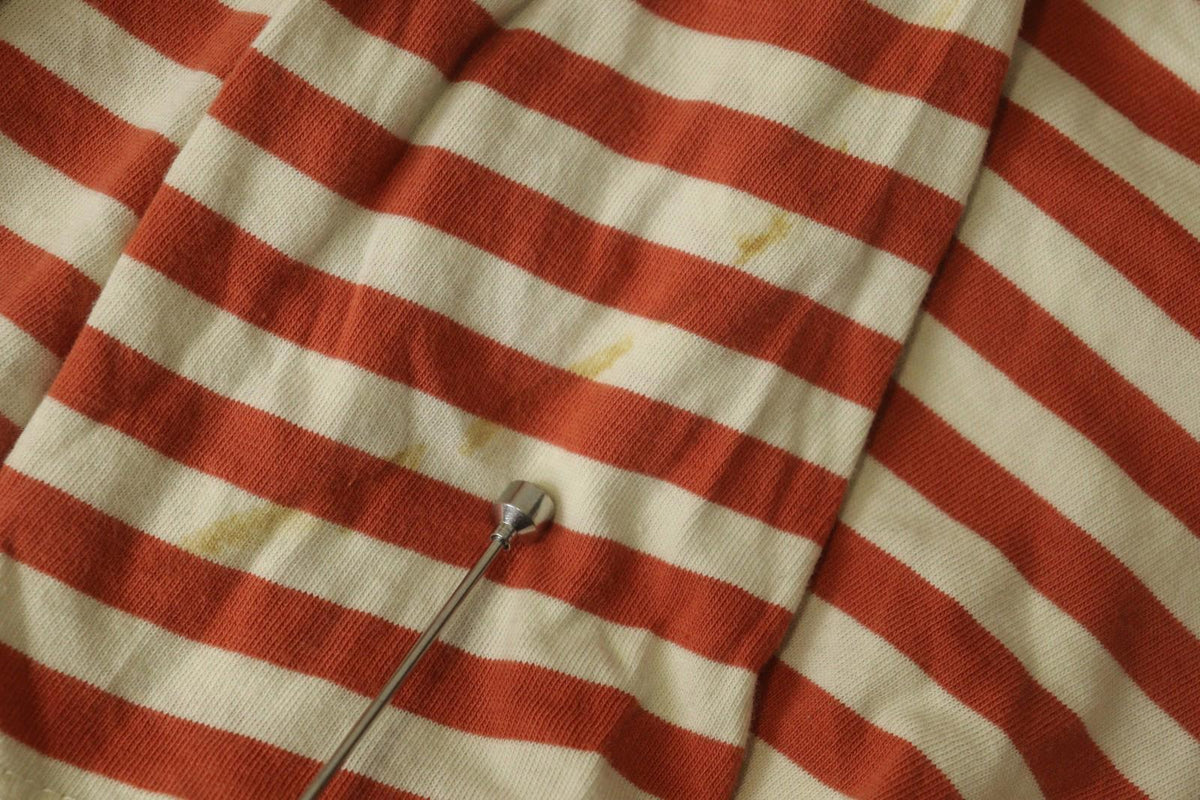 GUDRUN SJODEN Orange White Striped Comfort Long Sleeve Pullover Blouse Top Sz M