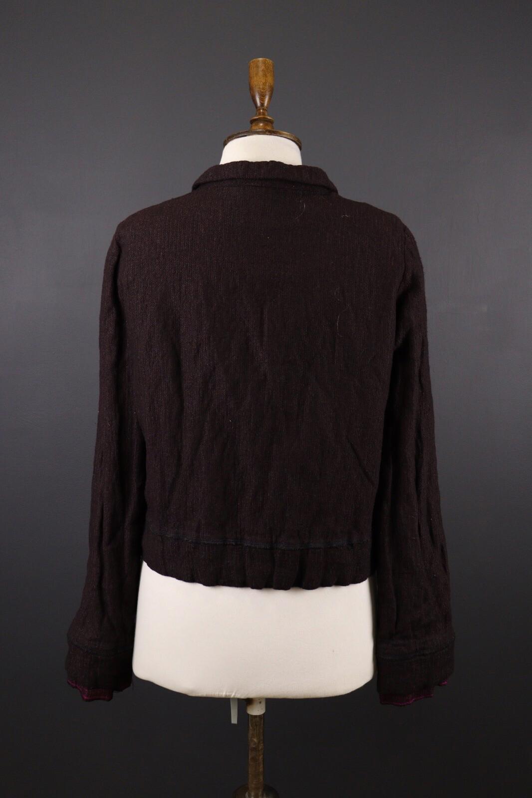 SARAH PACINI Brown Double Breasted Tweed Lightweight Jacket – Size M