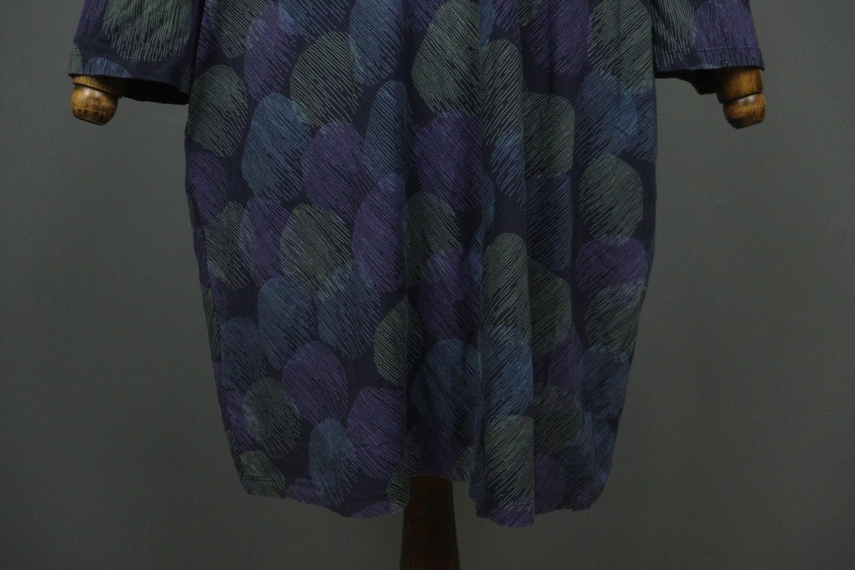 GUDRUN SJODEN Multi Abstract Print Long Sleeve Scoop Neck Sheath Dress M/L