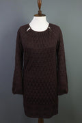 MISSONI Brown Wool Knit A-Line Stretch Sweater Knee Length Dress